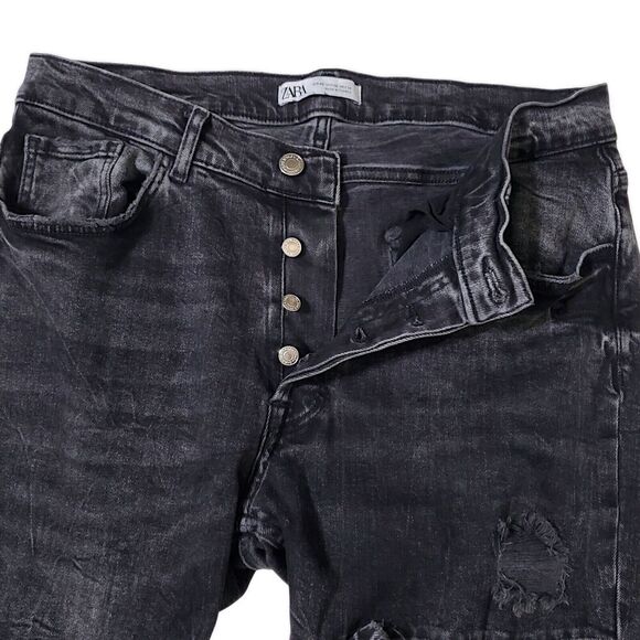 Zara Button Fly Skinny Jeans Size 36 Distressed Pants Blogger's Favorite Womens - Picture 2 of 11